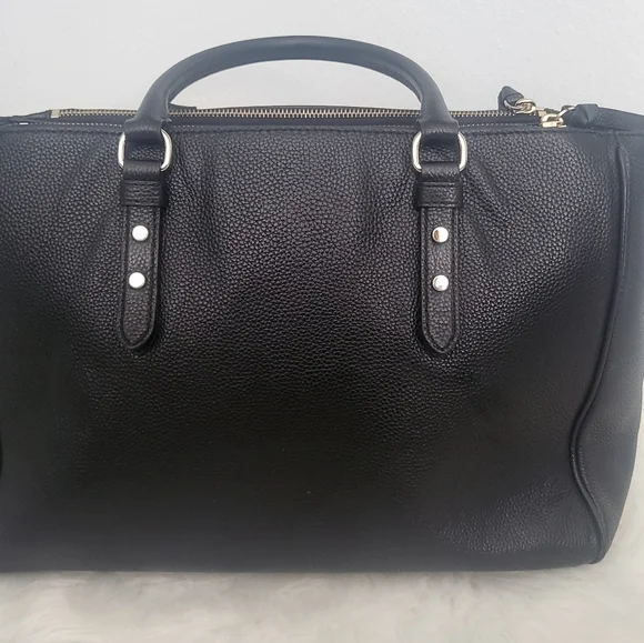 Kate Spade Black Leather Leighann Satchel / Tote Handbag (Mulberry Street) - Picture 2 of 14